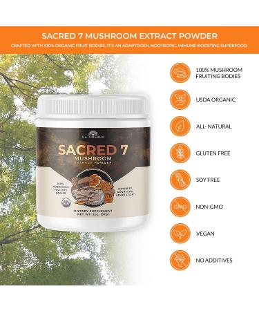 Naturealm Sacred 7 Mushroom Extract Powder 8 oz - Organic Herbal Nootropic Supplement - Buy Online on GoSupps.com