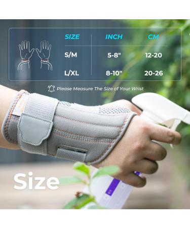 Curecare Carpal Tunnel Wrist Support 2-in-1 Bandages with Metal Stabilizers | Relieve Pain & Inflammation (S/M Right Gray) - International Shipping Available - Buy Online on GoSupps.com