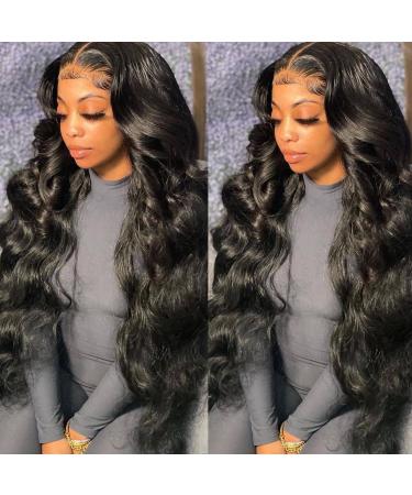 ISEE Hair Transparent Body Wave Lace Front Wigs Human Hair 22 Inch 13x4 Lace Frontal Human Hair Wigs Pre Plucked for Black Women 250% Density Body Wave Wig with Baby Hair Natural Color 22 Inch Natural Color