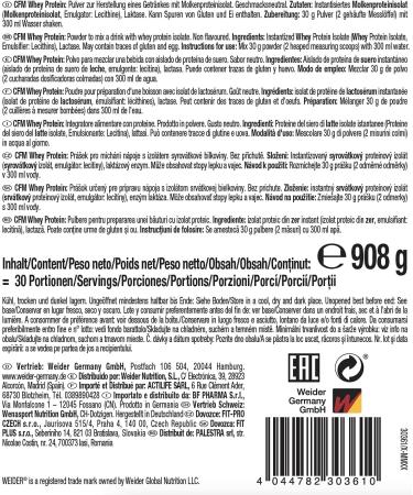 Weider CFM Whey Protein Isolate - 90% Protein Tasteless Lactose-Free 908g | High-Quality Isolate for Smoothies & Shakes - Buy Online on GoSupps.com