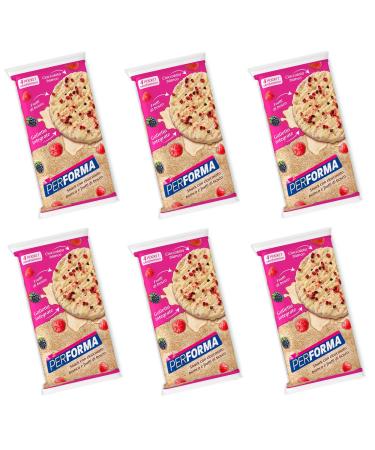 Performa Whole Grain Snacks 6-Pack White Chocolate Rice & Berry - Whole Grain Rice Cakes - 4 Pack Fresh Savings Bags with 2 Cookies (8 Snacks x 16.5g) - 132g