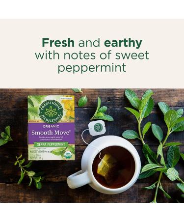 Traditional Medicinals - Organic Smooth Move Peppermint Laxative Herbal Tea (Pack of 1) - Gentle Overnight Relief of Occasional Constipation - 16 Tea Bags Total Smooth Move Peppermint Tea Peppermint 16 Count (Pack of 1) - Buy Online on GoSupps.com