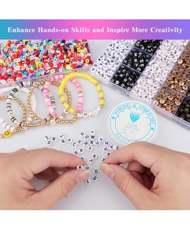 Siomia Bracelet Making Kit - 1400pcs Round Acrylic Letter Beads & 2350pcs Clay Beads Jewelry Kit - Gift Pack Included - Mixed Metal & Colorful Clay Beads - DIY Alphabet Bracelets - Buy Online on GoSupps.com