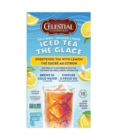 Celestial Seasonings Cold Brew Iced Tea Sweetened Tea with Lemon Contains Caffeine 18 Count (Pack of 6)