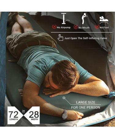 INVOKER 3 Memory Foam Camping Sleeping Pad with Pillow - Fast Inflating for Backpacking, Traveling, Hiking - Lightweight & Ultra Thick - Green - Buy Online on GoSupps.com