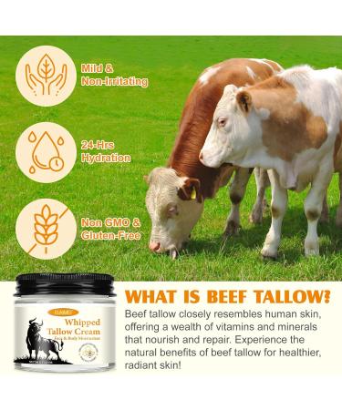 Beef Tallow cream Beef Tallow for Skin suif de boeuf 100% Nourri l'herbe 60g Adapt Tous Types de Peau Cr me de Suif de B uf pour Le Corps et Le Visage for Cracked Dry Skin - Buy Online on GoSupps.com