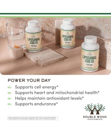 Liposomal CoQ10 Supplement for Antioxidant & Energy Support (100mg Per Serving 60 Day Supply) Third Party Tested Vegan Safe Non-GMO by Double Wood - Buy Online on GoSupps.com