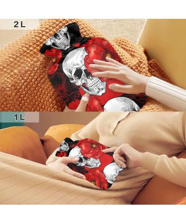 Skull Poppies Hot Water Bottle 2L | Large Hot Water Bag for Cramp & Pain Relief | International Shipping - Buy Online on GoSupps.com