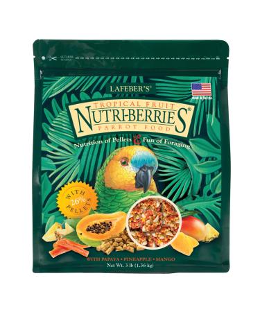 Lafeber Tropical Fruit Nutri-Berries Pet Bird Food, Made with Non-GMO and Human-Grade Ingredients, for Parrots 3 Pound (Pack of 1) Tropical Fruit