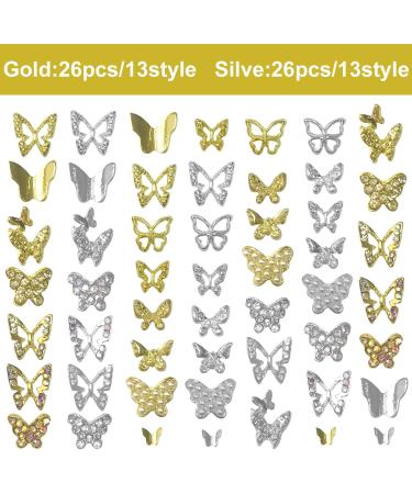 Qililandiy 52 Pieces Butterfly Nail Charms 3D Crystal Rhinestone Nail Charms Mini Cute Nail Art Decorations for Nail Art Decorations Accessories - Buy Online on GoSupps.com