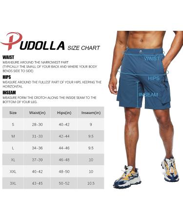 Pudolla Men's Quick Dry Hiking Cargo Shorts - Black, X-Large | Ideal for Outdoor Travel, Fishing, Camping | Multi-Pocket Design - Buy Online on GoSupps.com