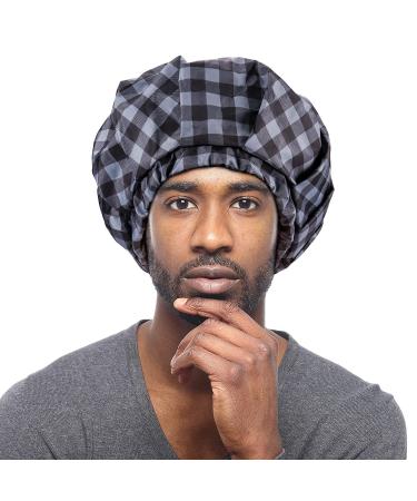 Kenllas Large Waterproof Shower Cap for Men - Reusable & Adjustable Bath Cap for Dreadlock Braids Curly Hair - Gray - Buy Online on GoSupps.com