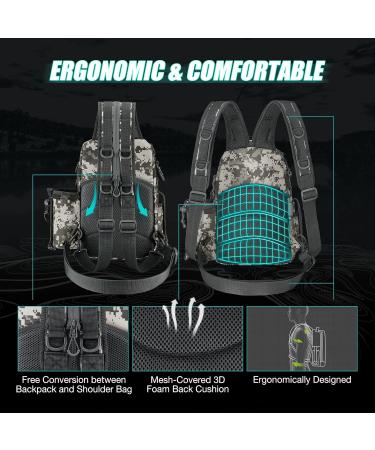 Piscifun Fishing Tackle Backpack with Rod Holder | Lightweight Water-Resistant Storage Bag | Multifunctional Shoulder Pack for Fishing, Hiking, Hunting - Digital Camouflage (9.7*4.72*13.2 In) - Buy Online on GoSupps.com