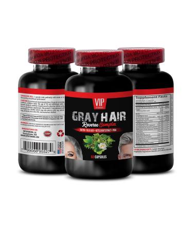 Gray hair reversal pills - GRAY HAIR REVERSE COMPLEX - hair restoration for men Biotin Nettle Root Catalase Complex Horsetail anti-gray hair supplement hair support vitamins 1 Bottle 60 Caps