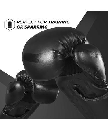 Sanabul Essential Gel Boxing Kickboxing Gloves 16 oz - Unisex AllBlack Design - Buy Online on GoSupps.com