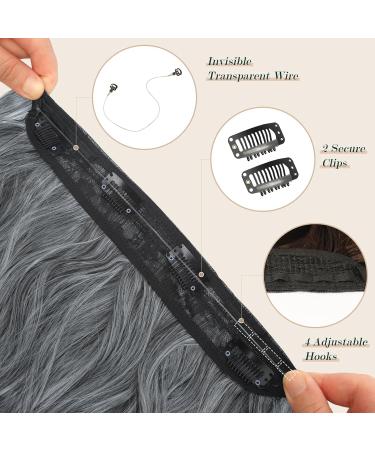 FESHFEN Invisible Wire Hair Extensions | Adjustable Size Long Wavy Hairpiece for Women | 16 Black Mix Gray - Buy Online on GoSupps.com