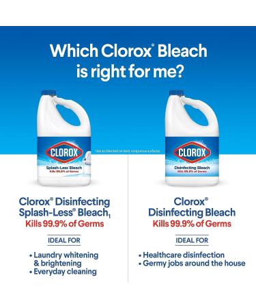 Clorox Splash-Less Bleach - 40oz, Pack of 2 | Disinfecting Formula Kills 99.9% Bacteria & Viruses - Buy Online on GoSupps.com