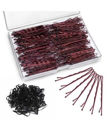 200 pieces of hairpins bobby pins with 100 pieces of hair tie very stable updos Accessories metal hairstyles accessories hairpins wedding hair clamps for women girls children hairdressing salon - brown 3 brown hairpins