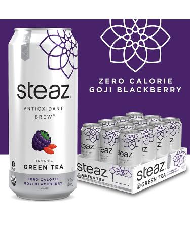 Steaz Organic Zero Calorie Iced Green Tea - Antioxidant Goji Blackberry (Pack of 12) - 16oz - Buy Online on GoSupps.com