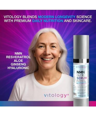 Vitology NMN + Resveratrol Face Serum Cellular Renewal & Anti-Aging Formula with Hyaluronic Acid Aloe & Ginseng Boost NAD Hydrate Firm & Revitalize Skin for Youthful Radiance 1.7 fl oz - Buy Online on GoSupps.com