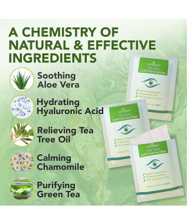 Noveha Tea Tree Oil Eyelid & Lash Wipes with Hyaluronic Acid for Blepharitis, Itchy Eyes & Makeup Removal - 60 Count - Buy Online on GoSupps.com