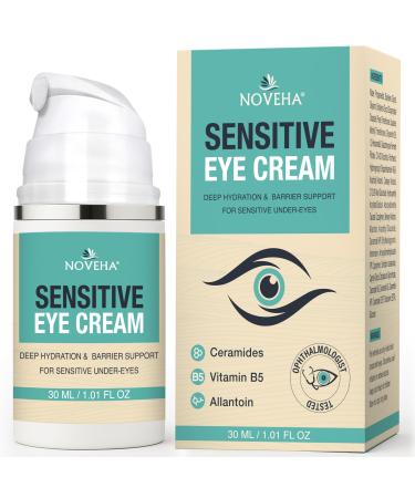 NOVEHA Daily Sensitive Eye Cream for Dry Eyelids & Around Eye Vegan Ceramide Hydrating Eyelid Moisturizer Anti-Aging Eye Cream for Fine Lines, Puffiness & Crow s Feet Fragrance-Free - 1 oz