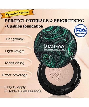 SIAMHOO 2pcs Air Cushion CC Cream & Mushroom Head BB Cream Set - Natural Moisturizing Foundation for Lasting Concealer & Brightening Effect - Buy Online on GoSupps.com