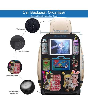 Backrage Protection for Car: Uihol 2-Piece Back Seat Organizer Waterproof Oxford Fabric with iPad Pocket & Kick-Mat Protection - Buy Online on GoSupps.com
