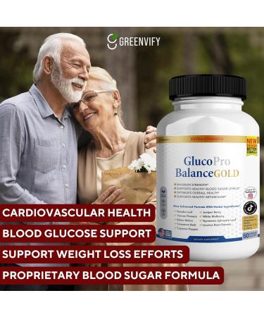 GREENVIFY Gluco Pro Balance Gold All Natural Formula to Maintain Healthy Levels Maximum Strength Daily Formula Blood Reviews (1 Pack - 60 Capsules) (10) - Buy Online on GoSupps.com