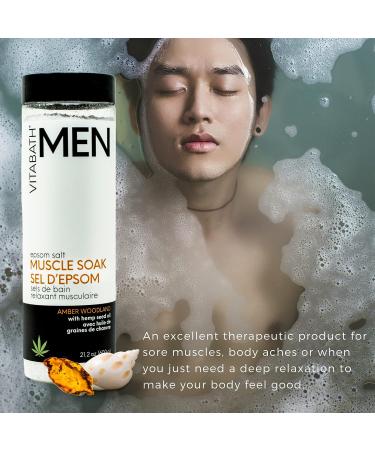 Vitabath Men's Amber Woodland Epsom Salt Muscle Soak - 21.2 oz for Workout Recovery & Relaxation - Buy Online on GoSupps.com