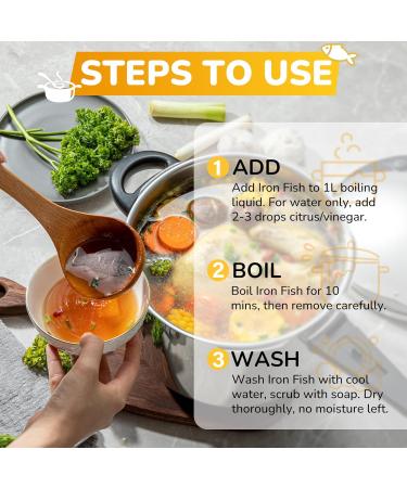 2 Pcs Iron Fish for Cooking Natural Iron Supplement to Reduce Risk of Iron Deficiency Ideal for Anemia Vegans & Pregnant Women Use Once Daily - Many Years Supply Included - Buy Online on GoSupps.com