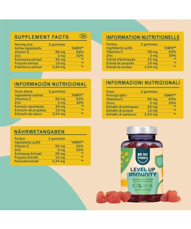 Level Up Your Immunity: Vegan Gummy Bears with Echinacea Elderberry Vitamin C & Zinc 60 Count - Buy Online on GoSupps.com