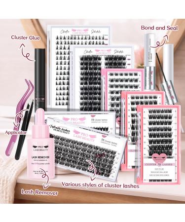 DIY Cluster Lashes 72 Pcs | D-16mm Thin Band Individual Eyelash Extensions | Easy to Apply at Home | First Glance - Buy Online on GoSupps.com
