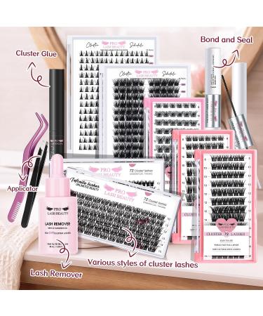 72 Pcs Easy to Apply DIY Eyelash Extension Individual Lashes D-8-16mix - Adore Lash Clusters with Thin Band - Buy Online on GoSupps.com