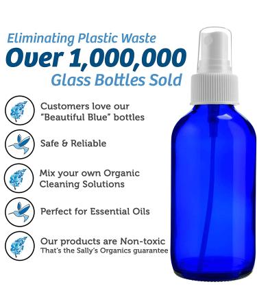 Blue Glass Spray Bottles - 4oz, Set of 2 for Oils, Beauty, Cleaning, Aromatherapy - Refillable, Portable Misters with Caps and Labels - Buy Online on GoSupps.com