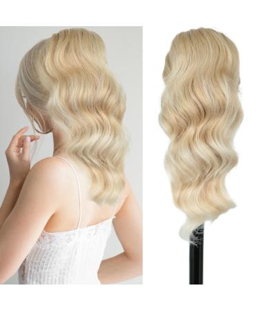 Ponytail extensions blond with clamp hair part ponytail extension long curly hair extension artificial hair synthetic braid ponytail such as real hair 40cm 082e-16 40cm/16-inch 24/613#
