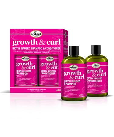 Difeel Biotin Shampoo & Conditioner 24oz Gift Set -Hair Growth & Curl Defining and for Curly - Paraben Sulfate Free Phthalate - Unisex