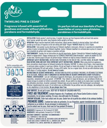 Glade PlugIns Air Freshener Starter Kit Scented and Essential Oils for Home and Bathroom Twinkling Pine & Cedar 1 Warmer and 1 Refill Pine Wonderland - Buy Online on GoSupps.com