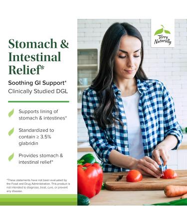 Terry Naturally Stomach & Intestinal Relief - Supplement to Aid Digestive Health & Intestinal Lining - Aids Against Occasional Digestive Discomfort to Soothe Stomach - 60 Capsules - Buy Online on GoSupps.com