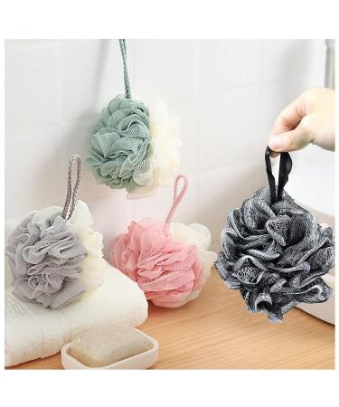 WishLotus Shower Bath Sponge 4pcs Set - Super Soft & Colorful Body Exfoliating Loofah for Men and Women - Big Full Lather Cleanse - Shower Mesh in Black, Green, Pink, Grey - Buy Online on GoSupps.com