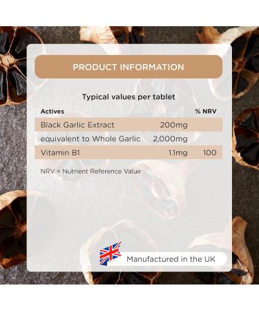 Healthspan Black Garlic 2000mg | 90 Tablets | Heart Health with Vitamin B1 | Rich in Amino Acids | Odour-Controlled | Vegan-Friendly - Buy Online on GoSupps.com