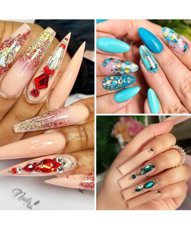 Nail Art Rhinestones Set - 2640 Pcs Flat Back Crystals for Face Gems, Craft Decorations | Includes Picker Pencil & Tweezers (120 Multi-Shaped & 2520 Clear AB Round Rhinestones) - Buy Online on GoSupps.com
