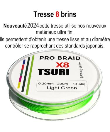 8-strand fishing braid 10/100 to 20/100 200m Multicolor Green predator sea pike trout - Buy Online on GoSupps.com
