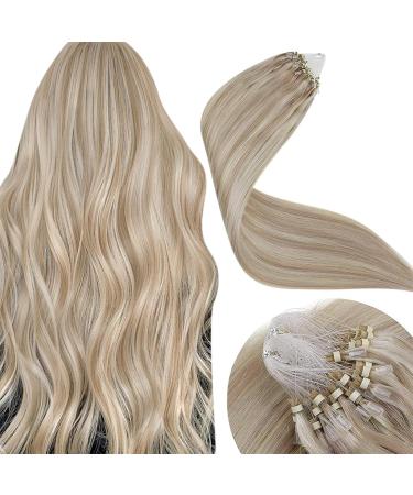 Laavoo micro loop extensions real hair microring extensions 55cm ashblond with blond highlight microring hair extension real hair blond 50g 1g/s #18/613 55 cm 3.17micro #18/613 - Buy Online on GoSupps.com