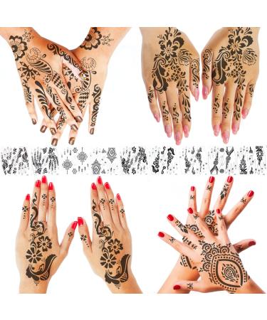 9 Sheets Henna tattoo stickers Kit   Indian Waterproof temporary hand tattoo stickers  Lasting for Beach  Festivals  & Parties - Buy Online on GoSupps.com