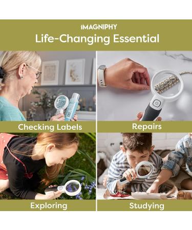 iMagniphy High Power Magnifying Glasses with Light - 5X & 10X Magnification - Ideal for Seniors with Macular Degeneration - Reading Magnifying Glass with 2 Interchangeable Lenses - Black - Buy Online on GoSupps.com