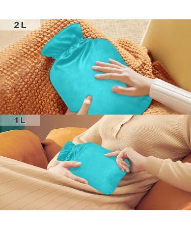 Teal Hot Water Bottle with Cover - 1L Pain Relief Water Bag for Adults | International Shipping Available - Buy Online on GoSupps.com