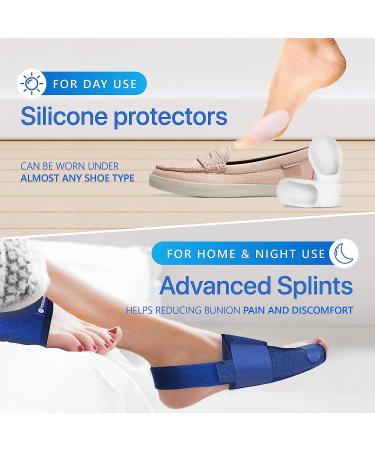 Sports Laboratory Bunion Corrector for Women and Men - Orthopedic Splints with Bunion Relief Guide - Day/Night Support - Adjustable Size (Blue) - Buy Online on GoSupps.com