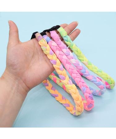 FROG SAC 4 Tie Dye Braided Headbands for Girls - Rainbow Hair Accessories for Kids - Adjustable and Stretchy Elastic Girl Head Bands - Cute Fashion Hairbands - Perfect Birthday Party Favors and Stocking Stuffers - Buy Online on GoSupps.com