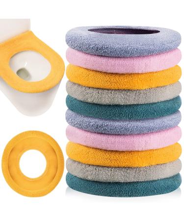 Riakrum 10 Pcs Toilet Seat Cover Pads Soft Thicker Toilet Seat Cushion Cover Stretchable Washable Comfortable Toilet Seat Warmer for Bathroom Travel Kids